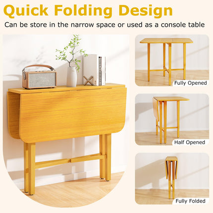 Dreamade 36" Extendable Dining Table with Drop Leaf X-Shaped Frame Rubber Wood Legs