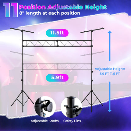 Dreamade DJ Light Stand, 14FT Lighting Truss System with 32 Lights Hold 220LBS Capacity
