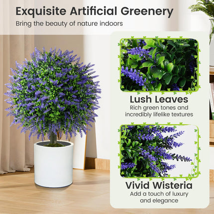 Dreamade 22'' Artificial Wisteria Topiary Ball Tree with Vivid Wisteria