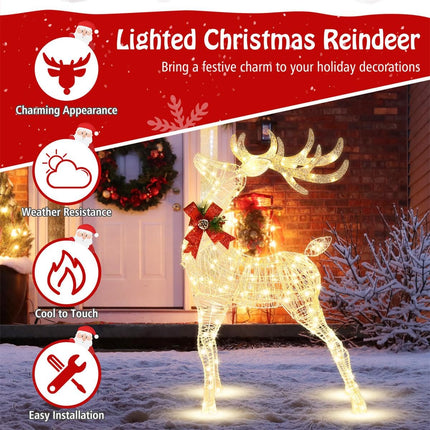 Dreamade Lighted Christmas Reindeer | 4.4 FT Pre-Lit Xmas Holiday Decoration