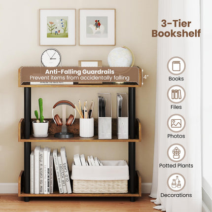 Dreamade 3-Tier Bookshelf | 3 Shelf Bookcase for Living Room Bedroom Study
