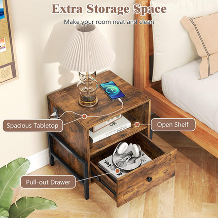 Dreamade Nightstand with Charging Station