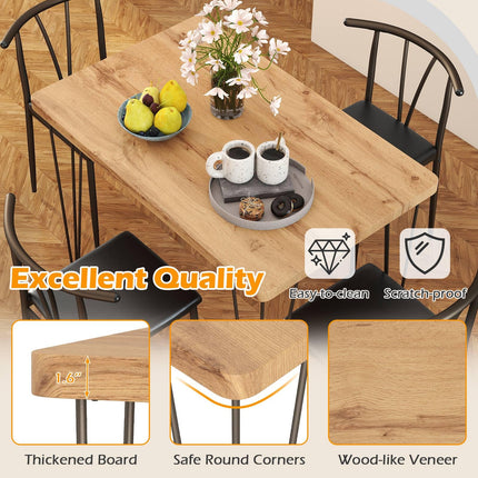 Dreamade 5-Piece Dining Table Set | 43-Inches Rectangular Kitchen Table & 4 Armless Chairs with Upholstered Seat