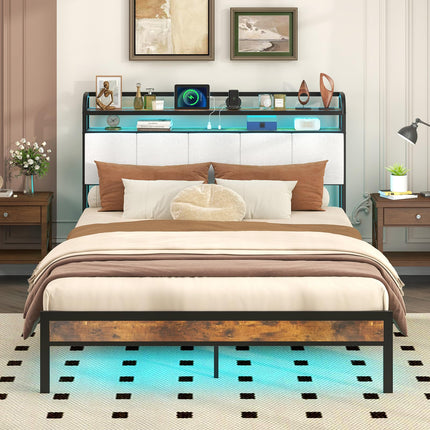 Dreamade King/Queen/Full/Twin Size Bed Frame with Storage Headboard