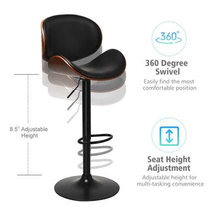Dreamade Bar Stools Set of 2, Adjustable Swivel Barstools with Back