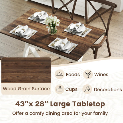 Dreamade 43" x 28" Wooden Dining Table with X-Shaped Frame Reinforced Crossbar