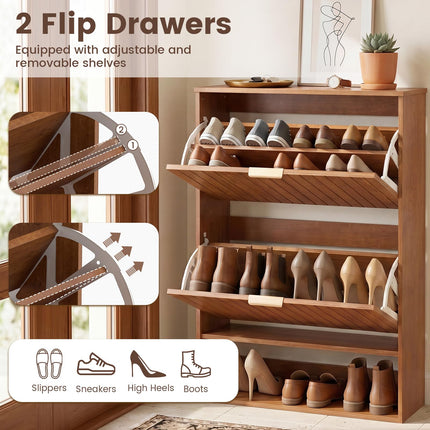 Dreamade Shoe Storage Cabinet with 2 Flip Drawers