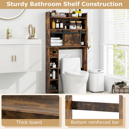 Dreamade Over The Toilet Storage Cabinet, 6-Tier Freestanding above Toilet Rack with Gliding Door