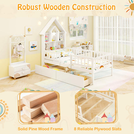 Dreamade Twin House Bed with 2 Storage Drawers