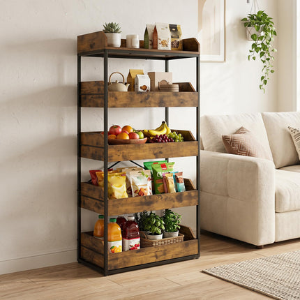 Dreamade 5-Tier Industrial Utility Shelf with 4 Pull-out Drawers & X-Shaped Metal Frame