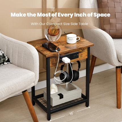 Dreamade Nightstand Set of 2 with Charging Station