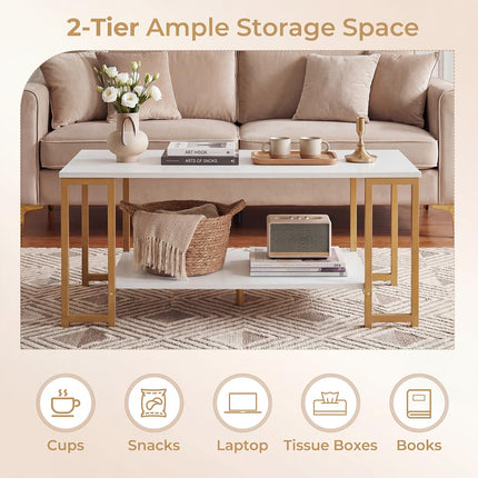 Dreamade 2-Tier 39.5" Coffee Table with Storage