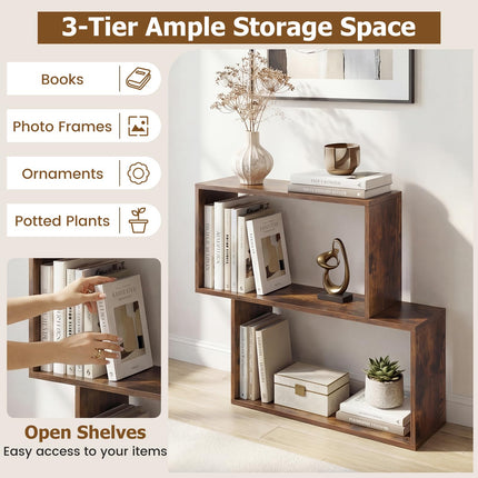 Dreamade Geometric Bookcase Side Table with Open Storage