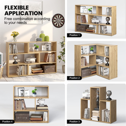 Dreamade Open Shelf Bookcase, Separable Cube Bookshelf TV Stand w/ 6 Grids