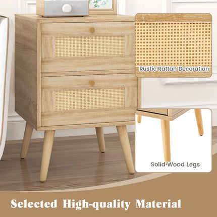 Dreamade Rattan Nightstand Set of 2
