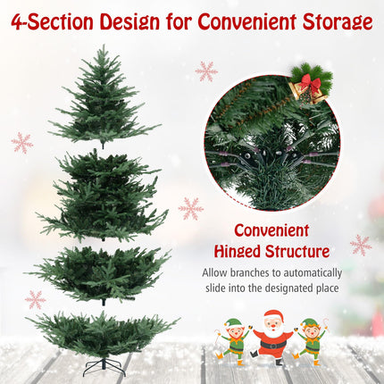 Dreamade 8ft Pre-lit Artificial Christmas Tree with 450 Warm White LED Lights, 1480 Branch Tips