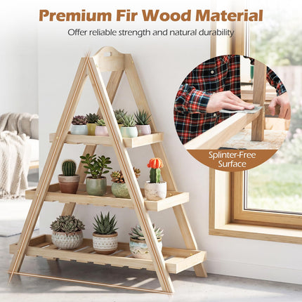 Dreamade 3-Tier Plant Stand Indoor | 28.5" Wood Flower Pot Plant Display Shelf