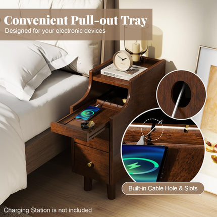 Dreamade Narrow Nightstand with 2 Drawers for Small Spaces (1/2)