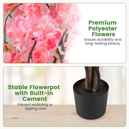 Dreamade 5.5FT Artificial Cherry Blossom Tree Faux Floral Plant Blooming Tree in Nursery Pot