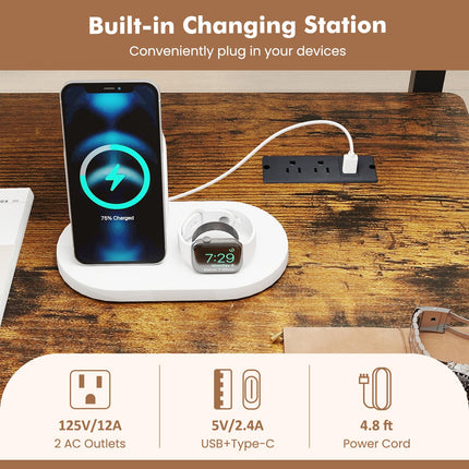 Dreamade Rolling Computer Desk with Charging Station