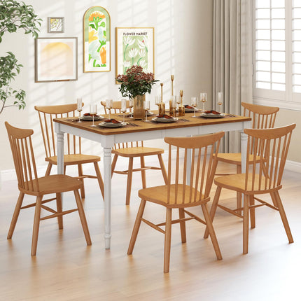 Dreamade Extendable Dining Table for 4-8 People, Large Folding Kitchen Table with Rubber Wood Legs, 220 Lbs Capacity