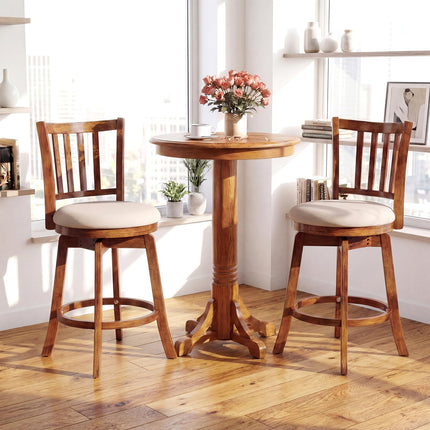 Dreamade 25" Counter Height Stools Set of 2/4 with Rubber Wood Legs & Footrest & Upholstered Seat