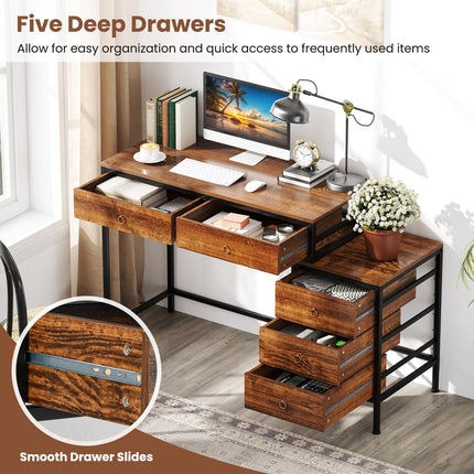 Dreamade 51" Home Office Computer Desk w/ 5 Drawers