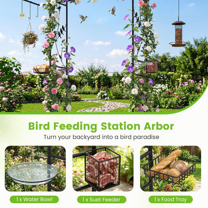 Dreamade 84'' Garden Arbor with Bird Feeding Station