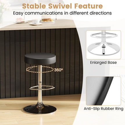 Dreamade Adjustable Height PU Leather Bar Chair with Swivel Padded Seat