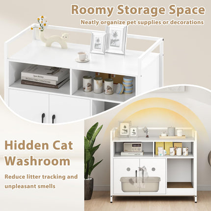 Dreamade Cat Litter Box Enclosure - Cat Washroom Hidden Furniture with Front Entry
