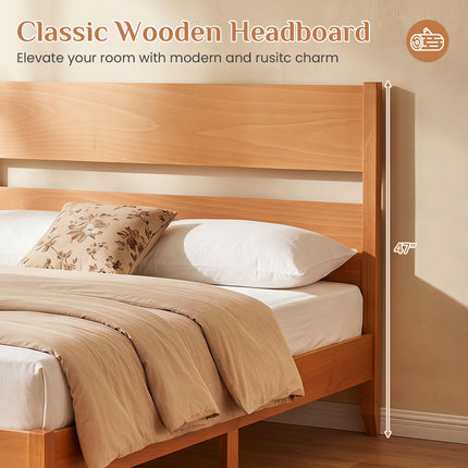 Dreamade Queen/Full/Twin Size Wooden Bed Frame with Slatted Headboard