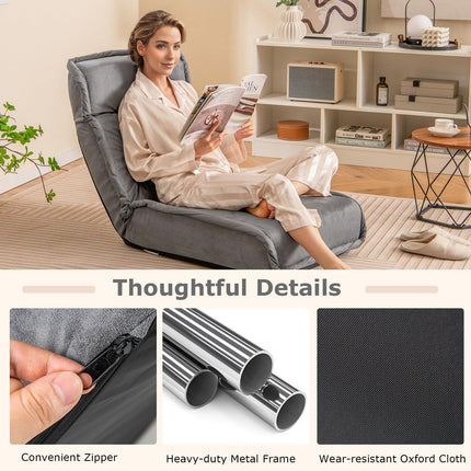 Dreamade Floor Chair, Lazy Sofa with 14-Poistion Adjustable Backrest & 5-Position Adjustable Headrest, Padded Sleeper Bed