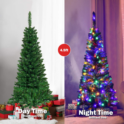 Dreamade 4.5FT / 6.5FT / 7.5FT Prelit Pencil Christmas Tree, Premium Hinged Fir Tree - DreamadeUS