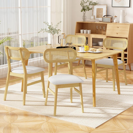 Dreamade Faux Leather Upholstered Kitchen Chairs w/Breathable Mesh Cane Backrest