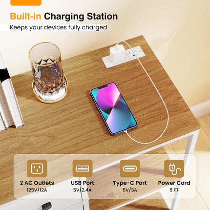 Dreamade 3 Drawer Mobile File Cabinet with Charging Station