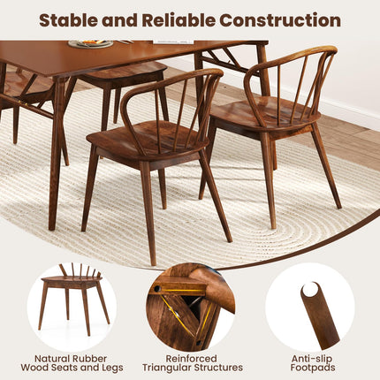 Dreamade Wooden Dining Chairs Set of 2/4, Windsor Kitchen Chairs w/High Spindle Back & Rubber Wood Legs