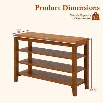 Dreamade 4-Tier Rubber Wood Shoe Rack Bench with Adjustable Shelves
