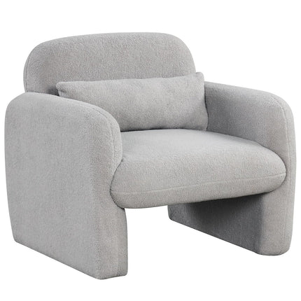 Dreamade Modern Accent Chair for Living Room, Sherpa Fabric Upholstered Armchair w/Waist Pillow, Comfy Reading Chair w/Armrests