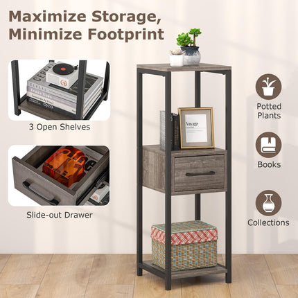 Dreamade 3 Tier Tall Plant Stand Indoor, 36 Inch Corner Plant Holder with Drawer & Metal Frame