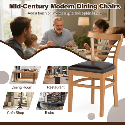 Dreamade Wooden Dining Chairs Set PU Leather Upholstered Kitchen Chair w/Rubber Wood Legs