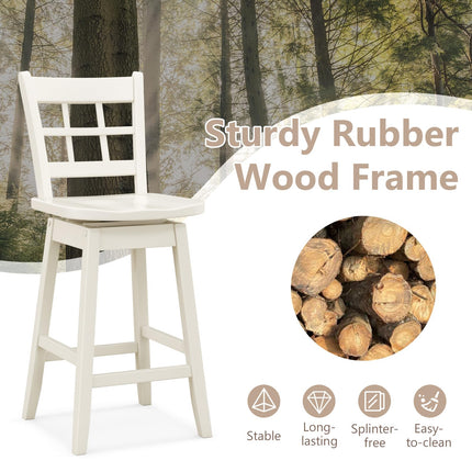 Dreamade Bar Stools, Farmhouse Swivel Barstools with 6-Grid Hollow Back & Ergonomic Contoured Seat