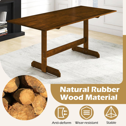 Dreamade 71" Dining Table with H-shaped Rubber Wood Leg and Wood Grain Tabletop
