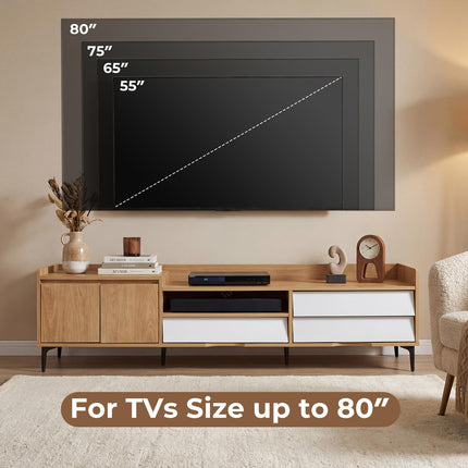 Dreamade Modern TV Stand for 80" Television with Open Shelf