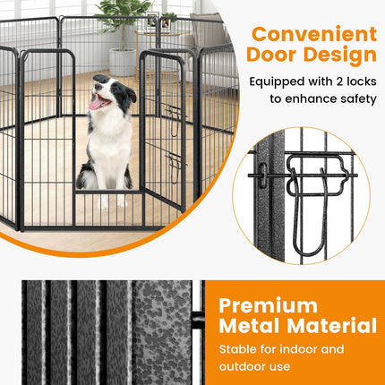 Dreamade Dog Playpen Outdoor 32" H - 8/16 Panels Metal Pet Fence for Medium Dogs, Heavy Duty Dog Pen Exercise Fence with Door
