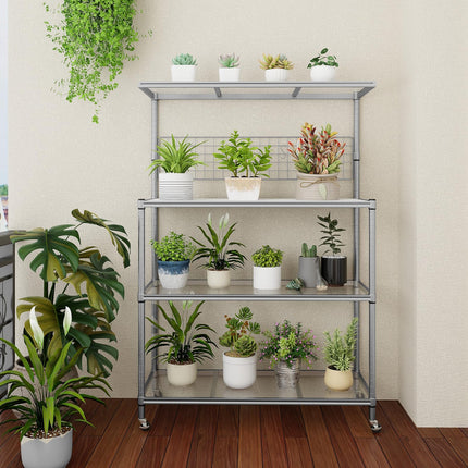 Dreamade 4-Tier Microwave Stand, Microwave Cart with Adjustable Shelves