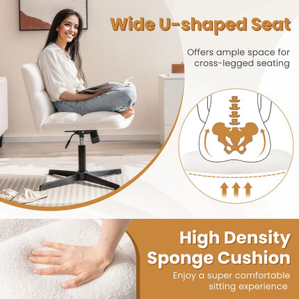Dreamade Criss Cross Chair No Wheels, Armless Cross Legged Office Desk Chair