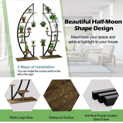 Dreamade 6 Tier Metal Plant Stand Indoor, 61" Half Moon Plant Shelf