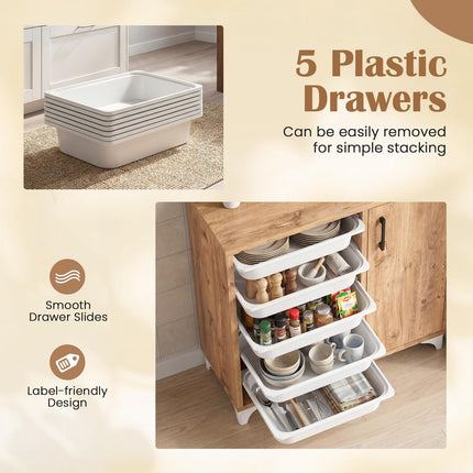 Dreamade Buffet Cabinet Sideboard with Plastic Storage Drawer