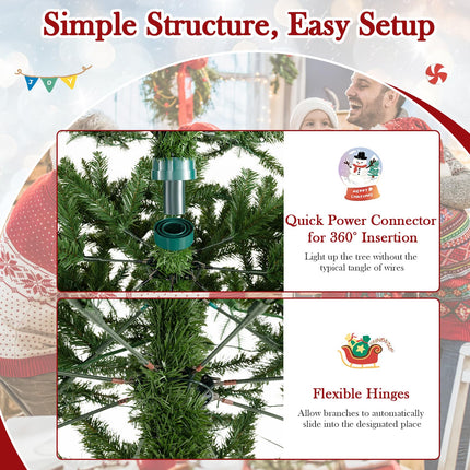 Dreamade 12 FT Tall Pre-Lit Hinged Xmas Tree with Quick Power Connector