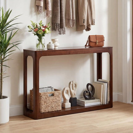 Dreamade 47" Wood Console Table 2-Tier Mid Century Modern Entryway Table